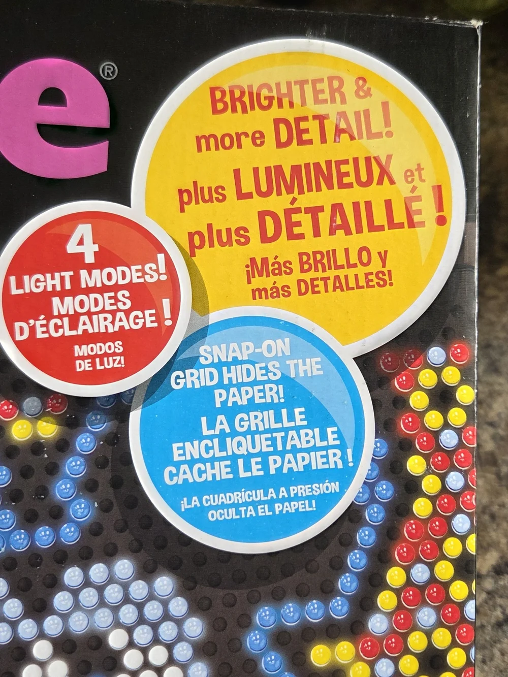 Disney Lite-Brite Super Bright HD - Black Box with Red, Yellow, Blue, White Pegs